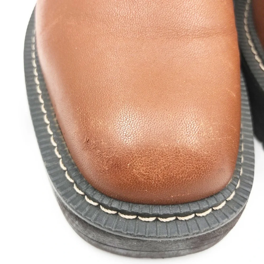 Sam Edelman Boots Womens 7.5 Laguna Brown Leather Waterproof Chelsea Lug Sole